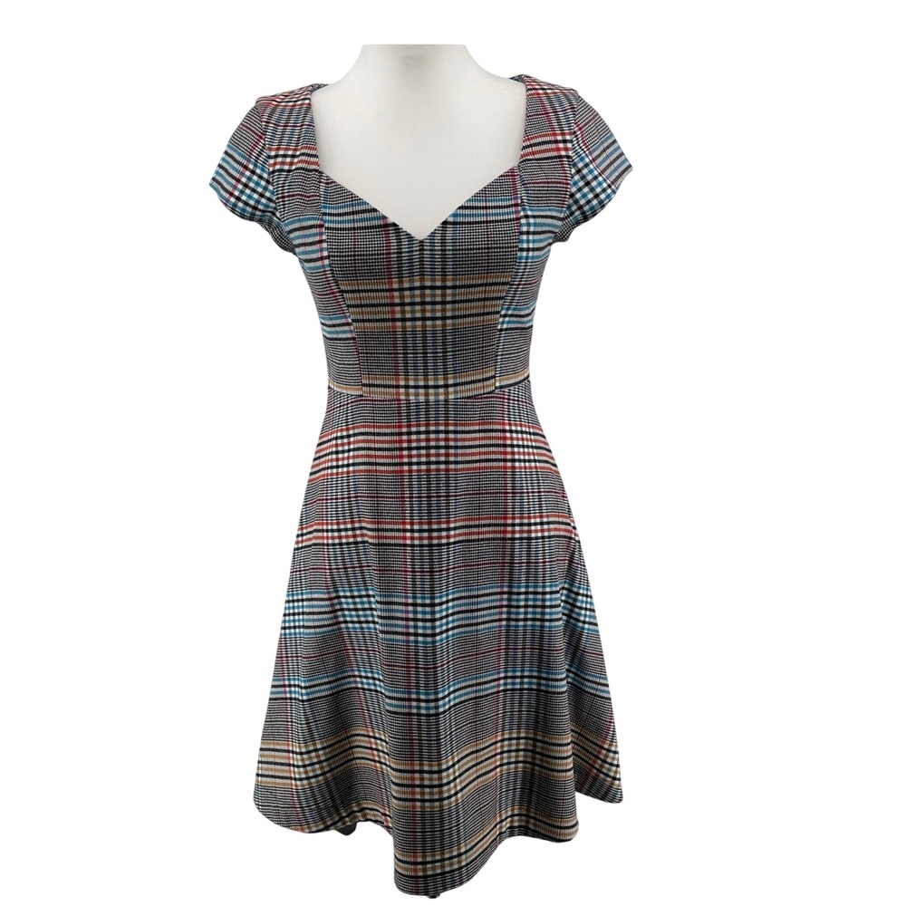 Anthro Moulinette Soeurs Plaid Mini Dress Womens 2 Dark Academia Retro Preppy